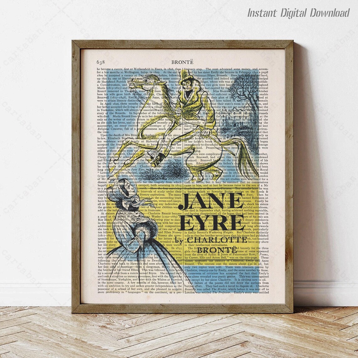 Charlotte Bronte Jane Eyre Horseback Illustration Dictionary Page Print