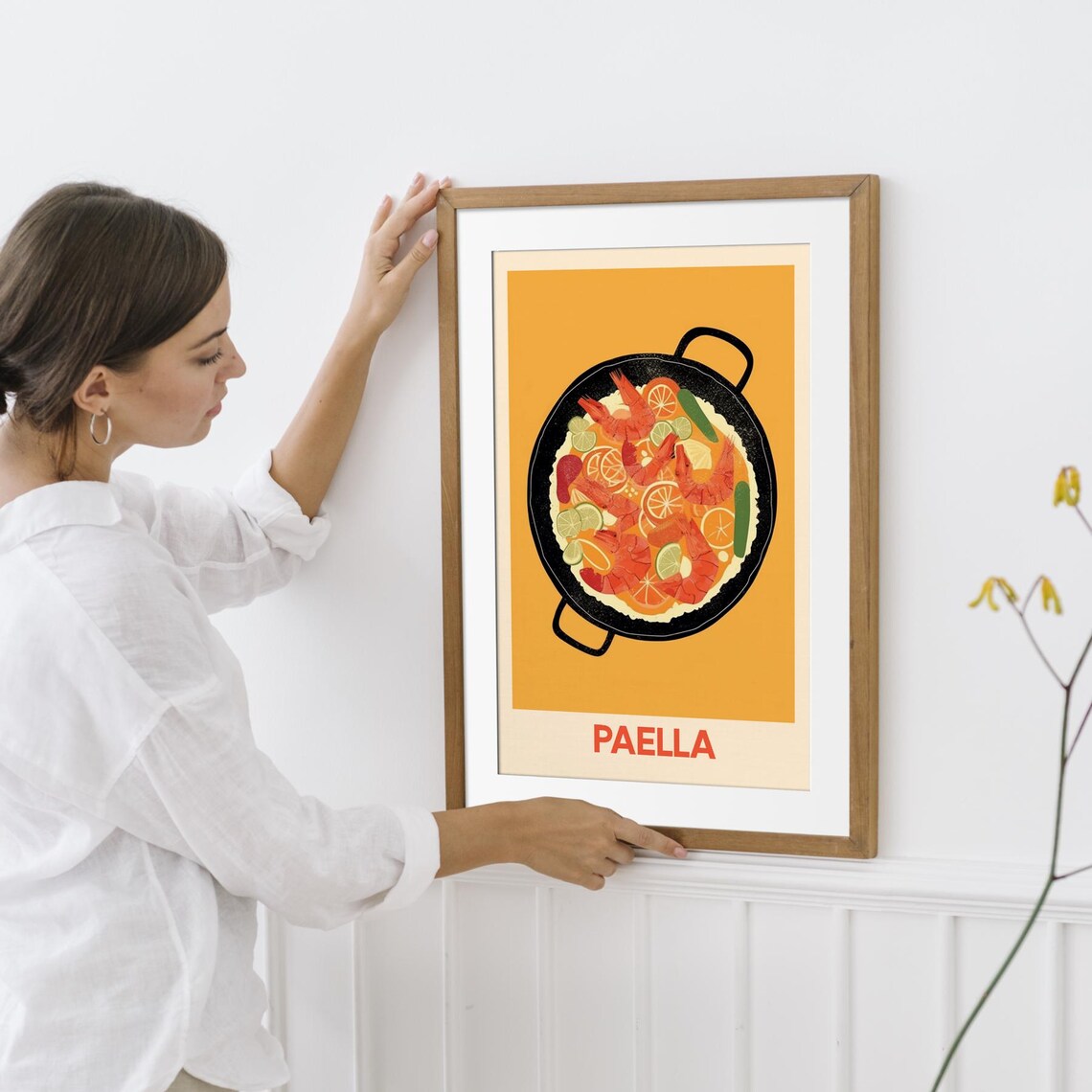 Paella Spanish Seafood Illustration Kitchen Food Market Poster - Image 4