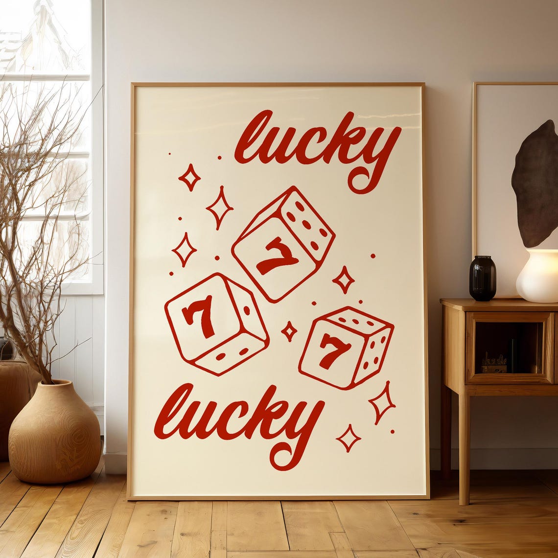 Red Lucky You 777 Lighter Doodle Poster for Retro Aesthetic Decor - Image 2