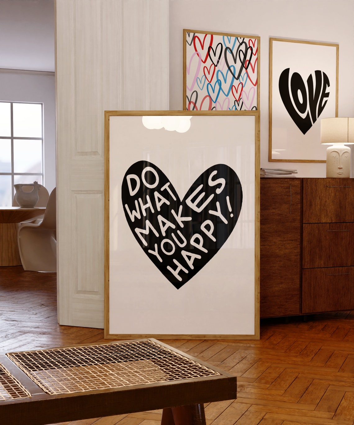 Do What Makes You Happy Black Heart Quote Motivational Poster