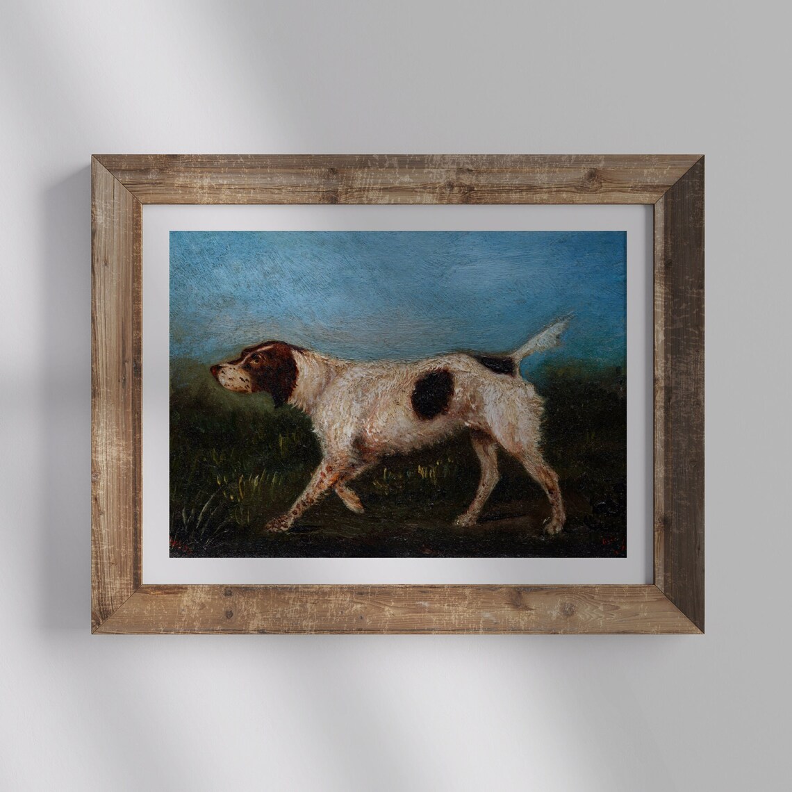 Vintage Spotted Hunting Dog Field Oil Painting Antique Animal Poster - Image 2