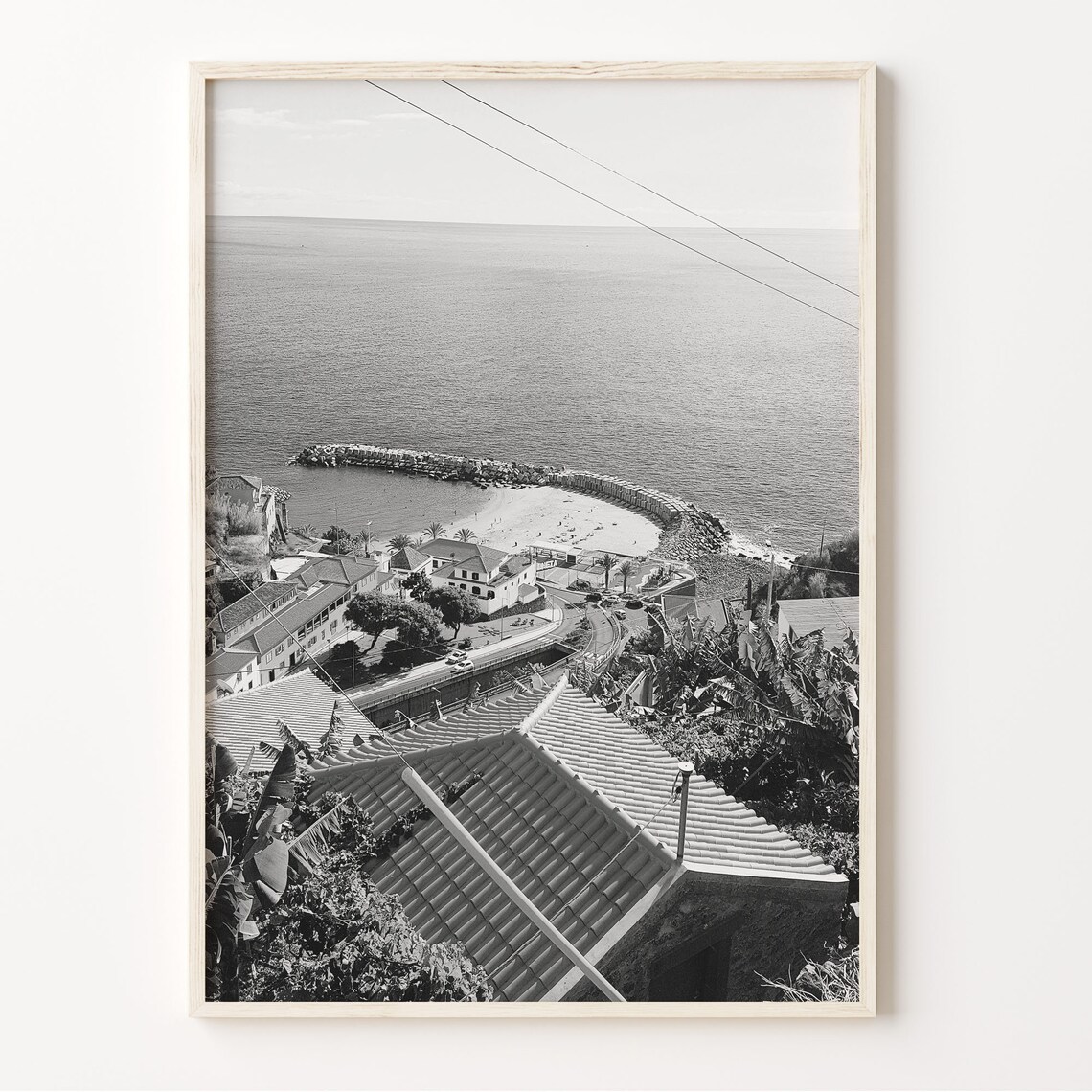 Madeira Black And White Travel Poster, Portugal