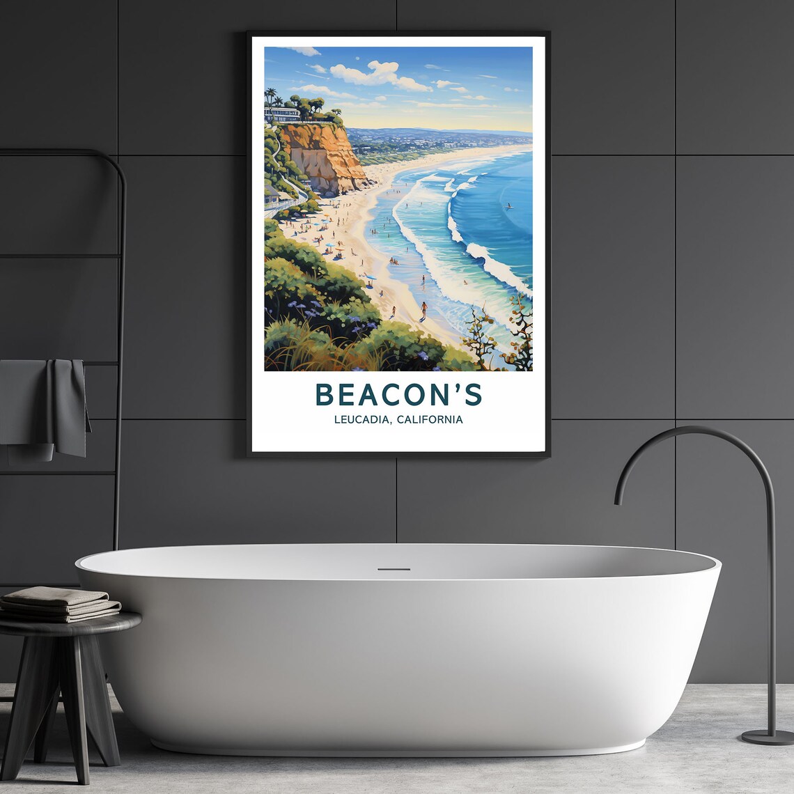 Beacons Travel Print Wall Art Beacons Surf Poster Beacons Surfing Print Leucadia Art Poster - Image 3
