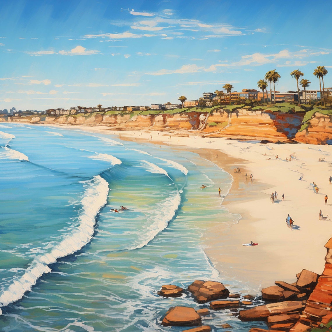 Tabletops Solana Beach California Rocky Coast Surf Waves Poster - Image 4