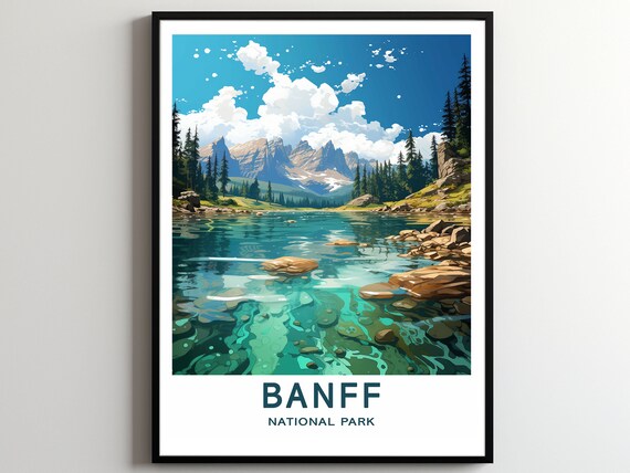 Banff National Park Mountain Lake Canada Scenic Travel Poster