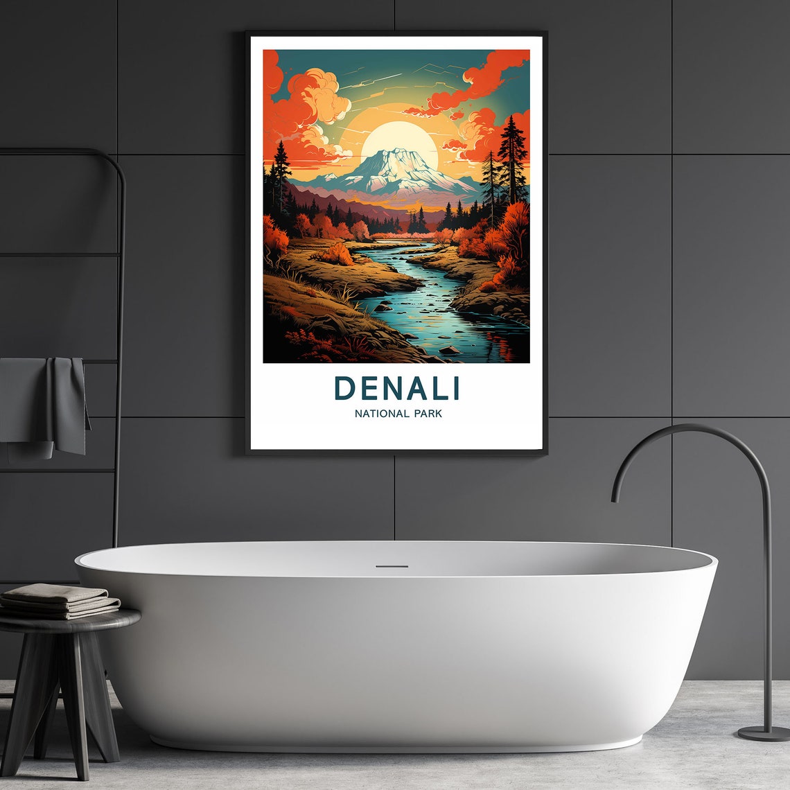 Denali National Park Alaska Mountain Sunset Scenic Travel Poster - Image 3