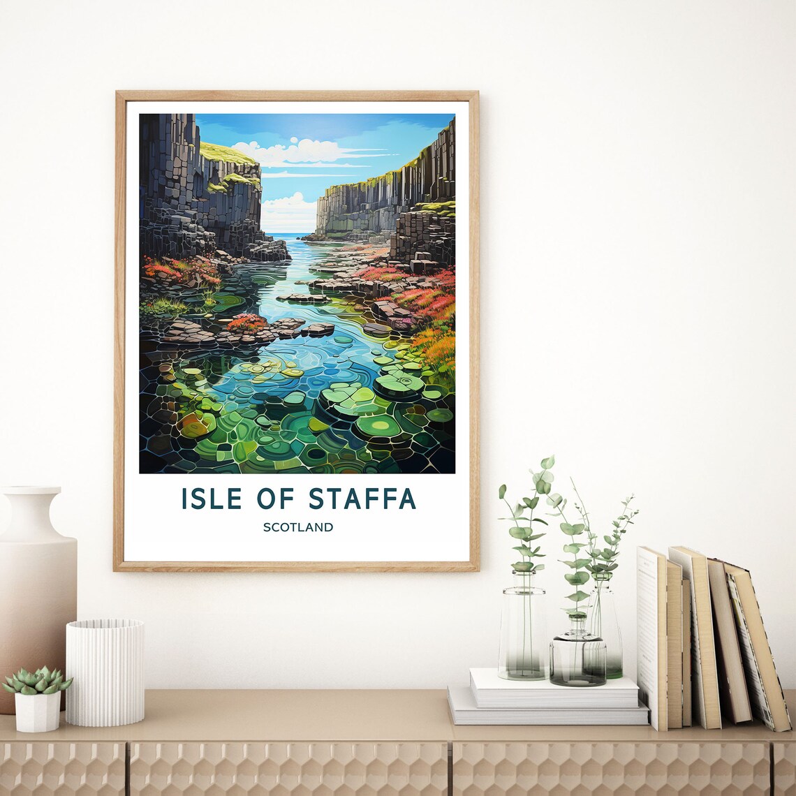 Isle of Staffa Scotland Basalt Sea Caves Coast Travel Poster - Image 3