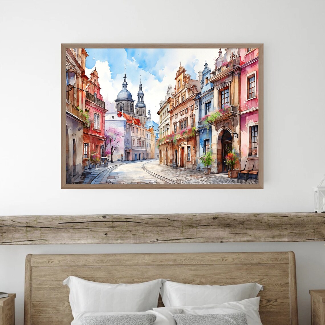Prague Old Town Colorful Street Watercolor Travel Art Poster - Image 5