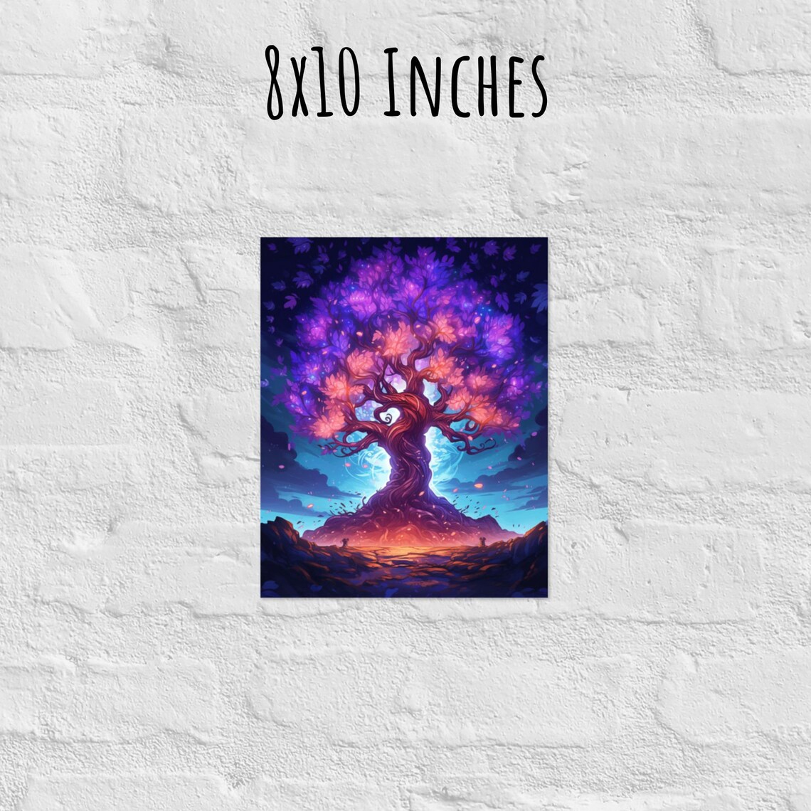 Glowing Tree of Life Purple Fantasy Art Cozy Bedroom Decor Poster - Image 2