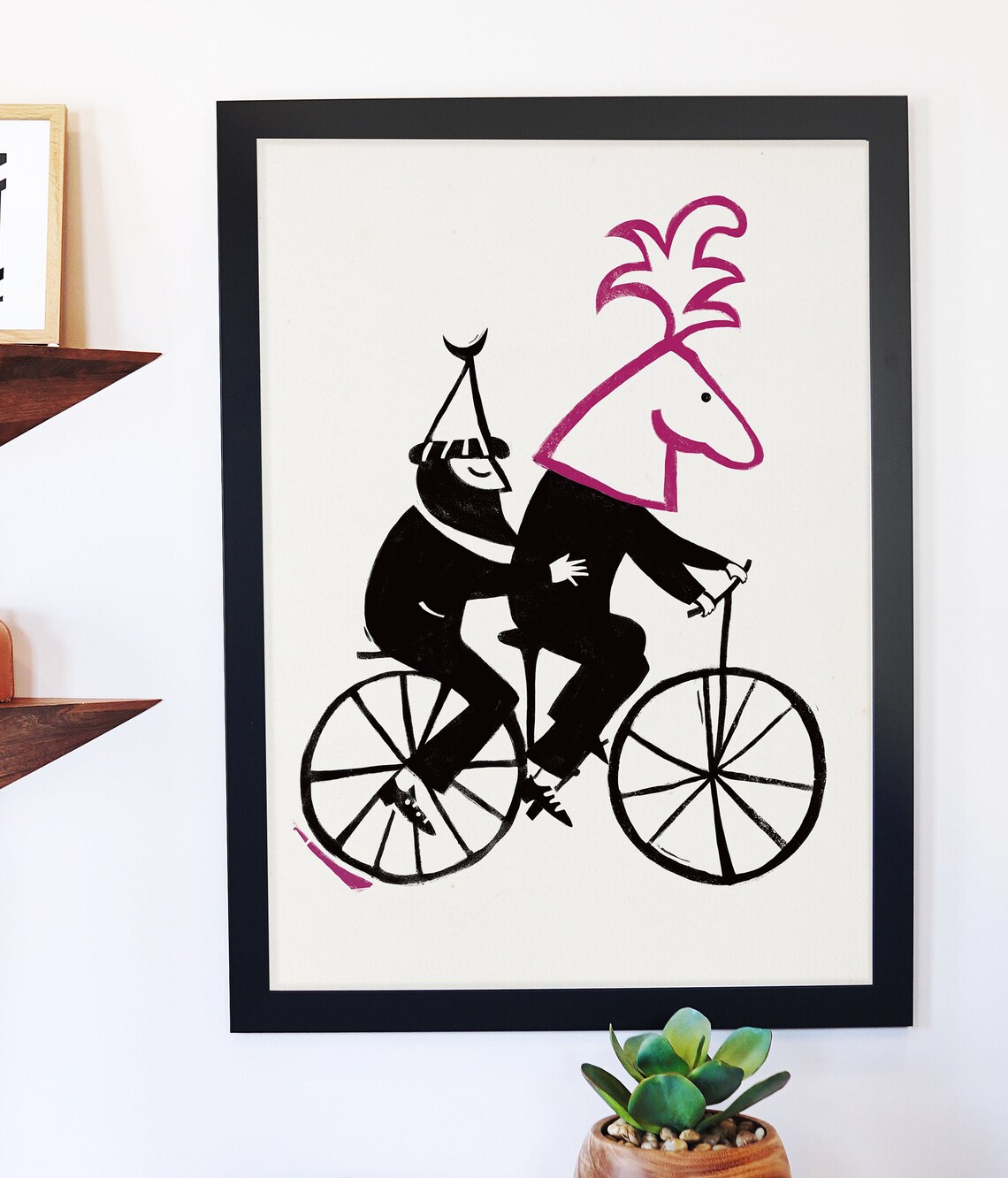 Krakow Lajkonik Hobby Horse Tandem Bike Folk Illustration Art Poster
