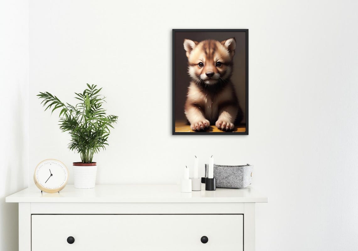 Baby Wolverine Wall Art Home Decor Cute Animal Painting Living Room Art - Image 4