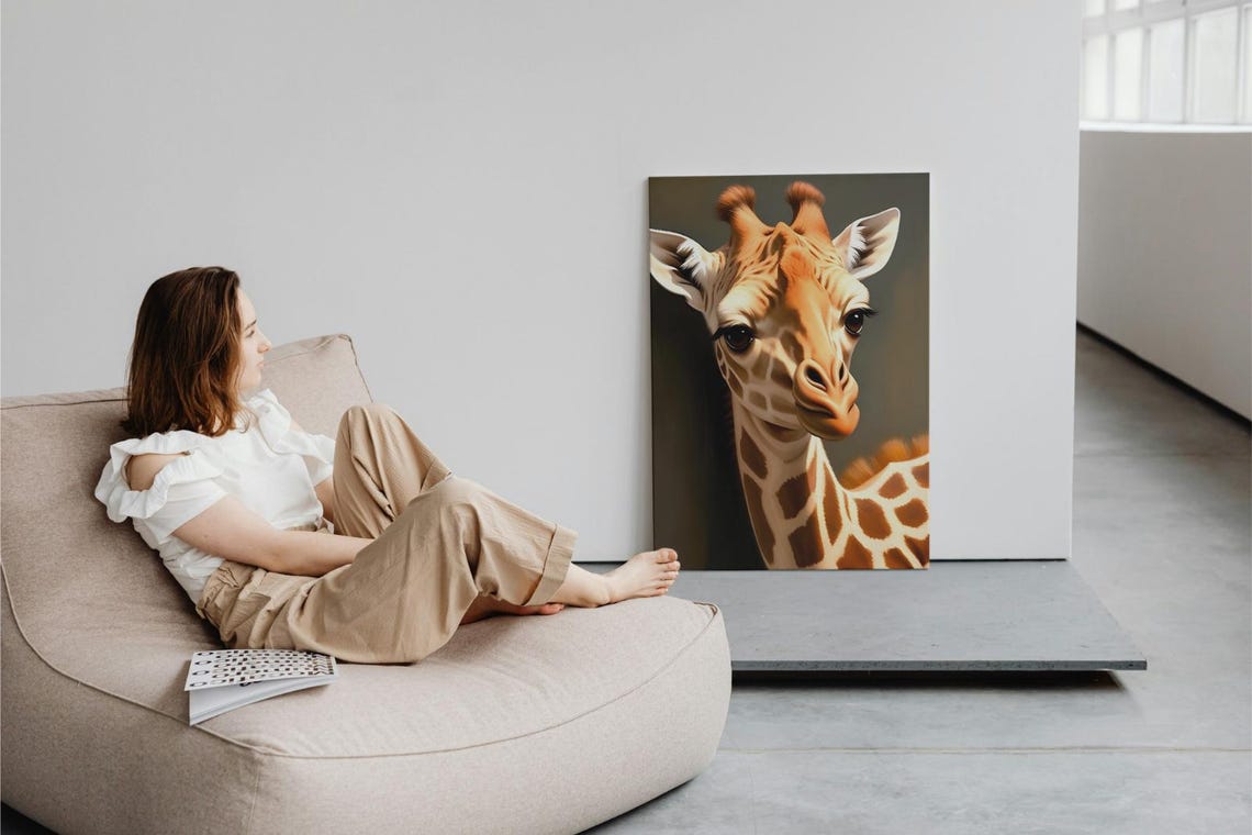 Baby Giraffe Wall Art Home Decor Cute Animal Painting Living Room Art - Image 3