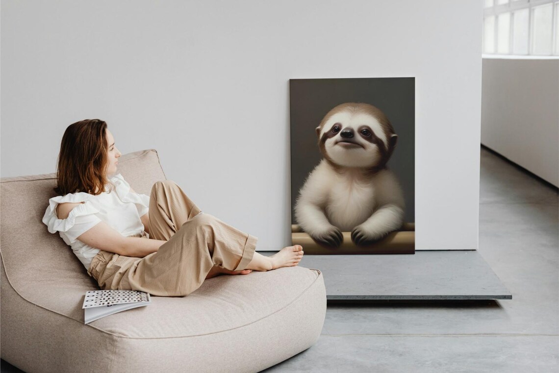 Baby Sloth Smiling Sloth Hanging Cute Slow Animal Nursery Wall Art Poster - Image 3