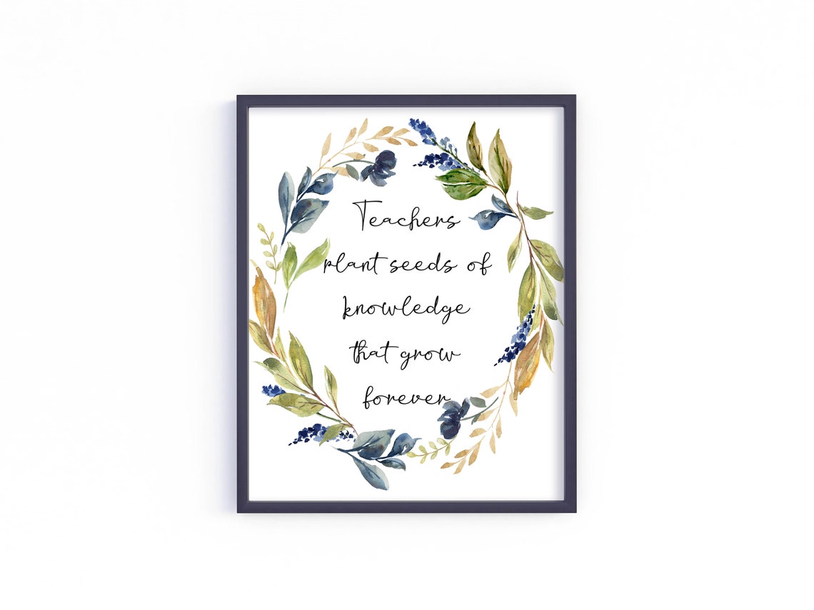 Teachers Plant Seeds of Knowledge Wreath Quote Gift Wall Poster - Image 2
