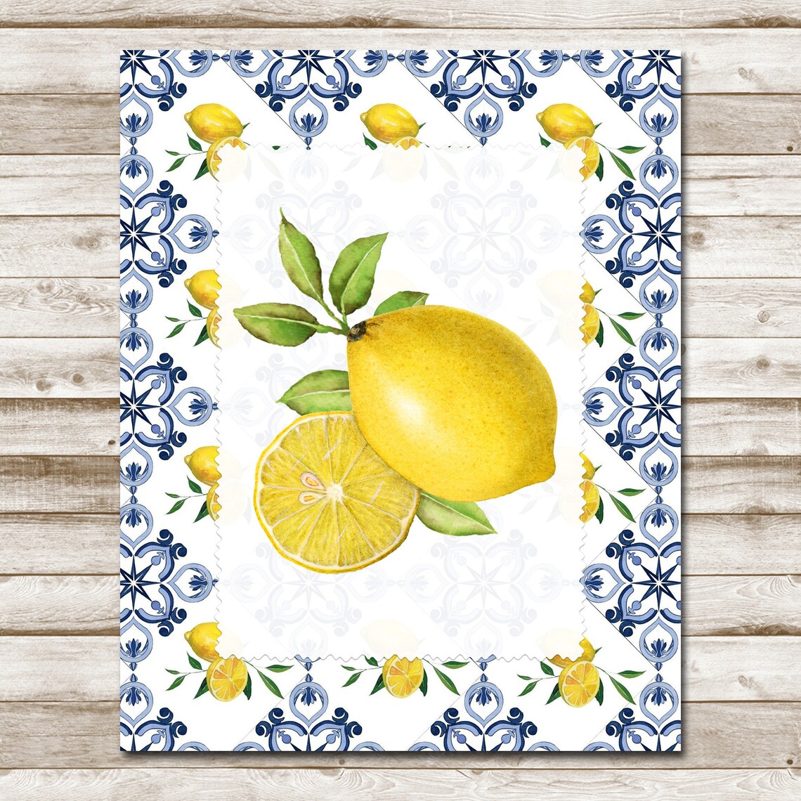 Lemons And Blue Tile Vintage Kitchen Sign - Image 7