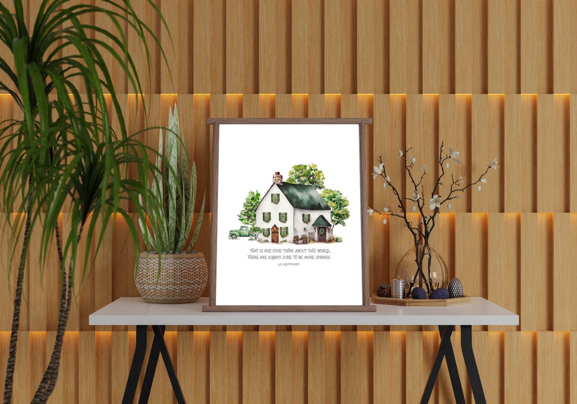 More Springs L.M. Montgomery Quote White Cottage Spring Garden Poster - Image 4