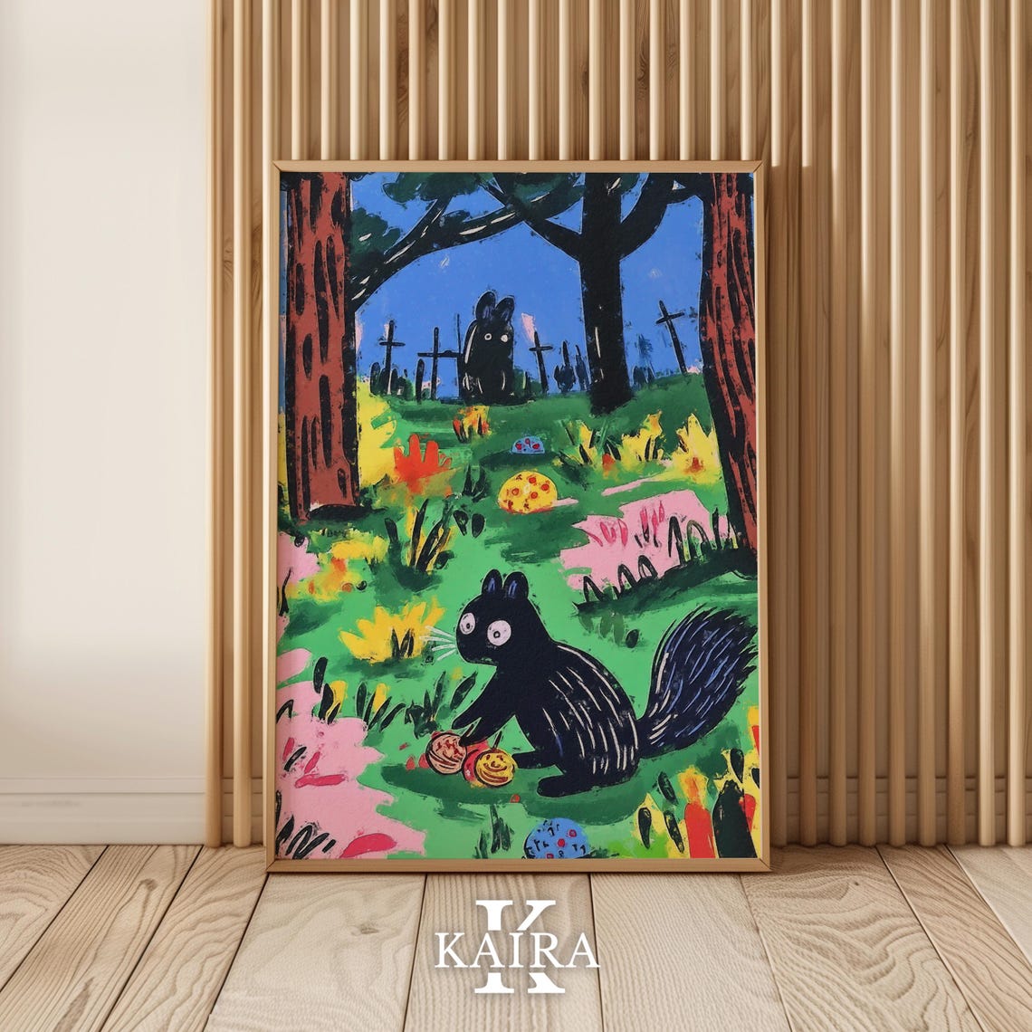 Spooky Black Squirrel Wandering a Moonlit Forest Graveyard Poster - Image 5