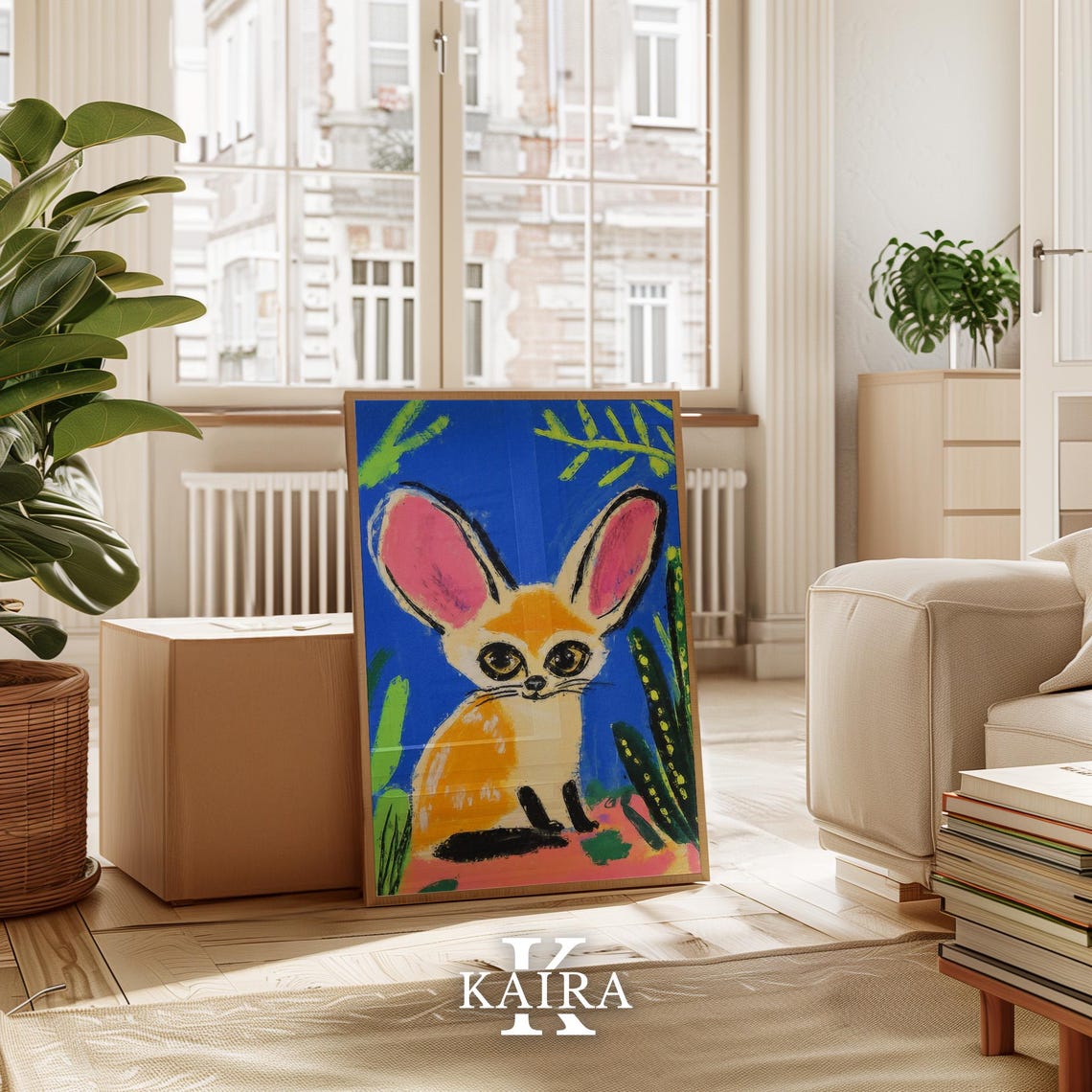 Fennec Fox With Oversized Pink Ears Against a Bold Blue Sky Poster - Image 3