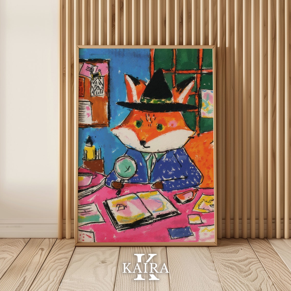 Clever Fox Detective Examining Clues With a Magnifying Glass Poster - Image 2