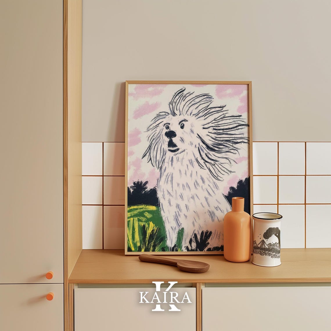 Fluffy White Dog With Wild Windswept Fur in the Breeze Poster - Image 5