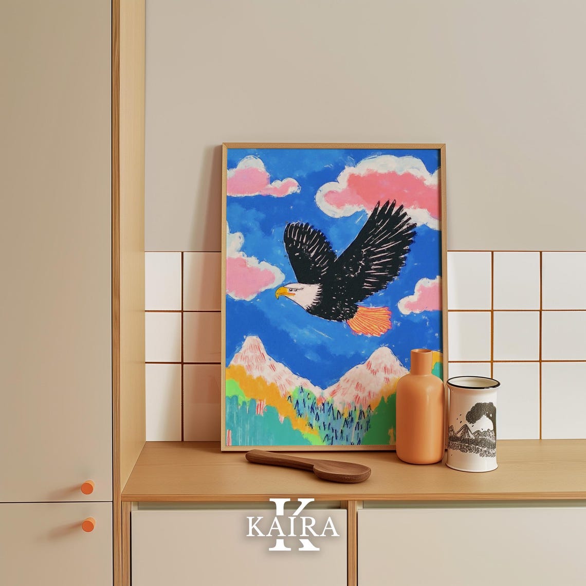 A Grand Bald Eagle Soaring Over Colorful Mountain Peaks Poster - Image 5