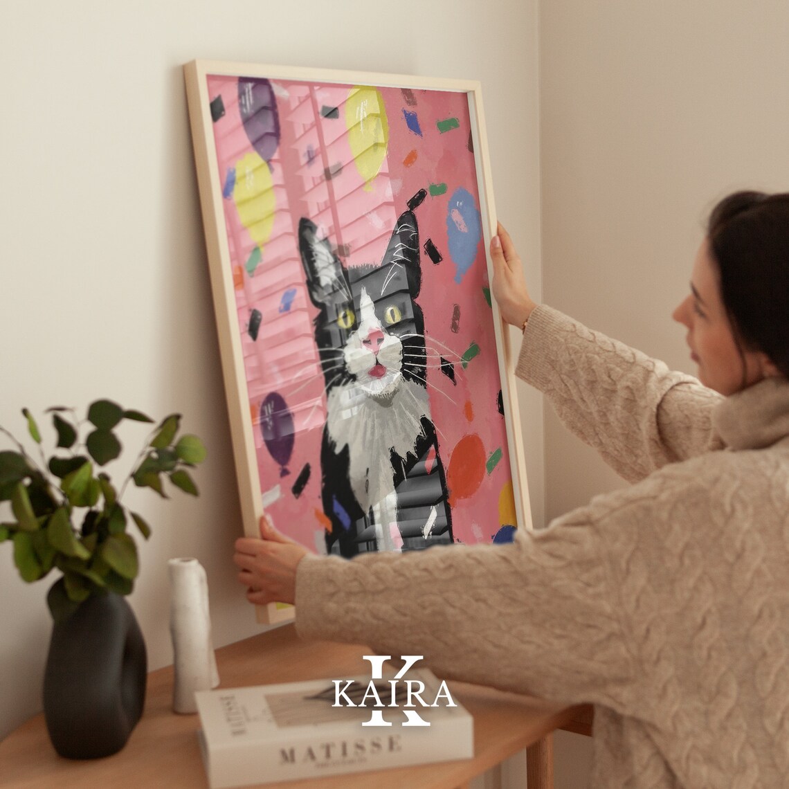 Tuxedo Cat With Colorful Balloons And Confetti Party Celebration Poster - Image 5