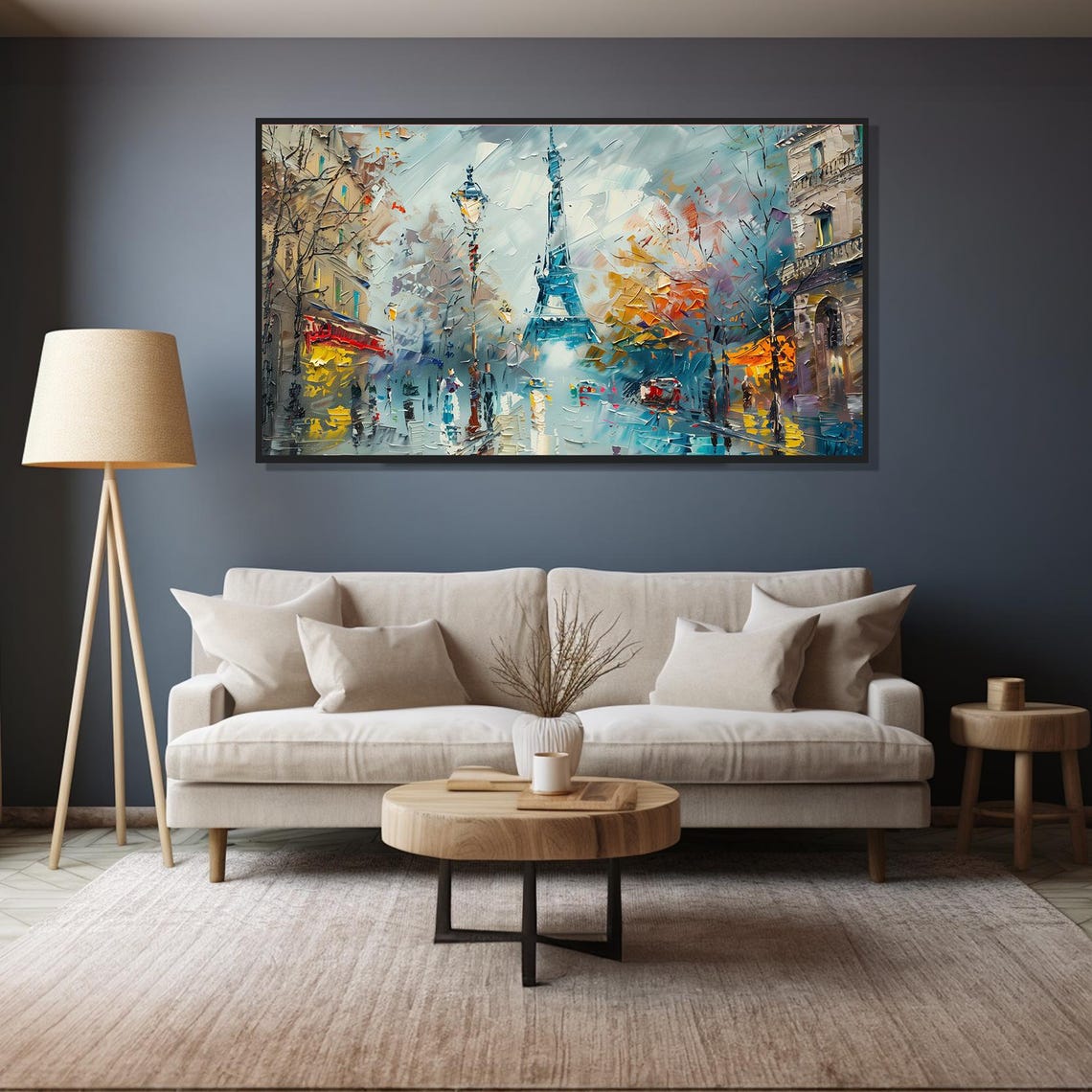 Paris Eiffel Tower Winter Snow Rainy Street Lamps Travel Poster - Image 4