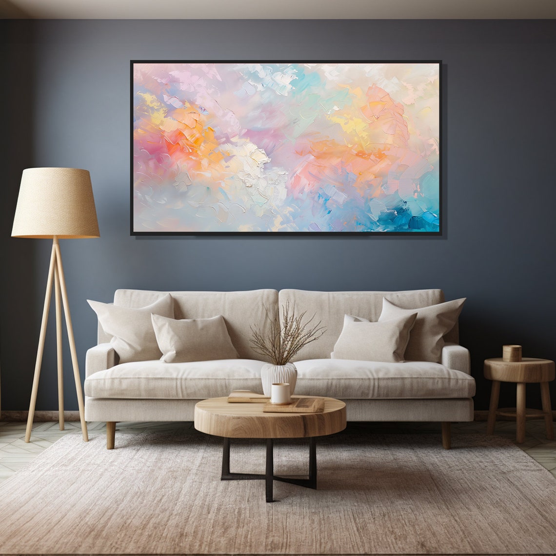 Abstract Colorful Clouds Modern Abstract Painting Wall Art Print Frame Tv Art Tv - Image 4