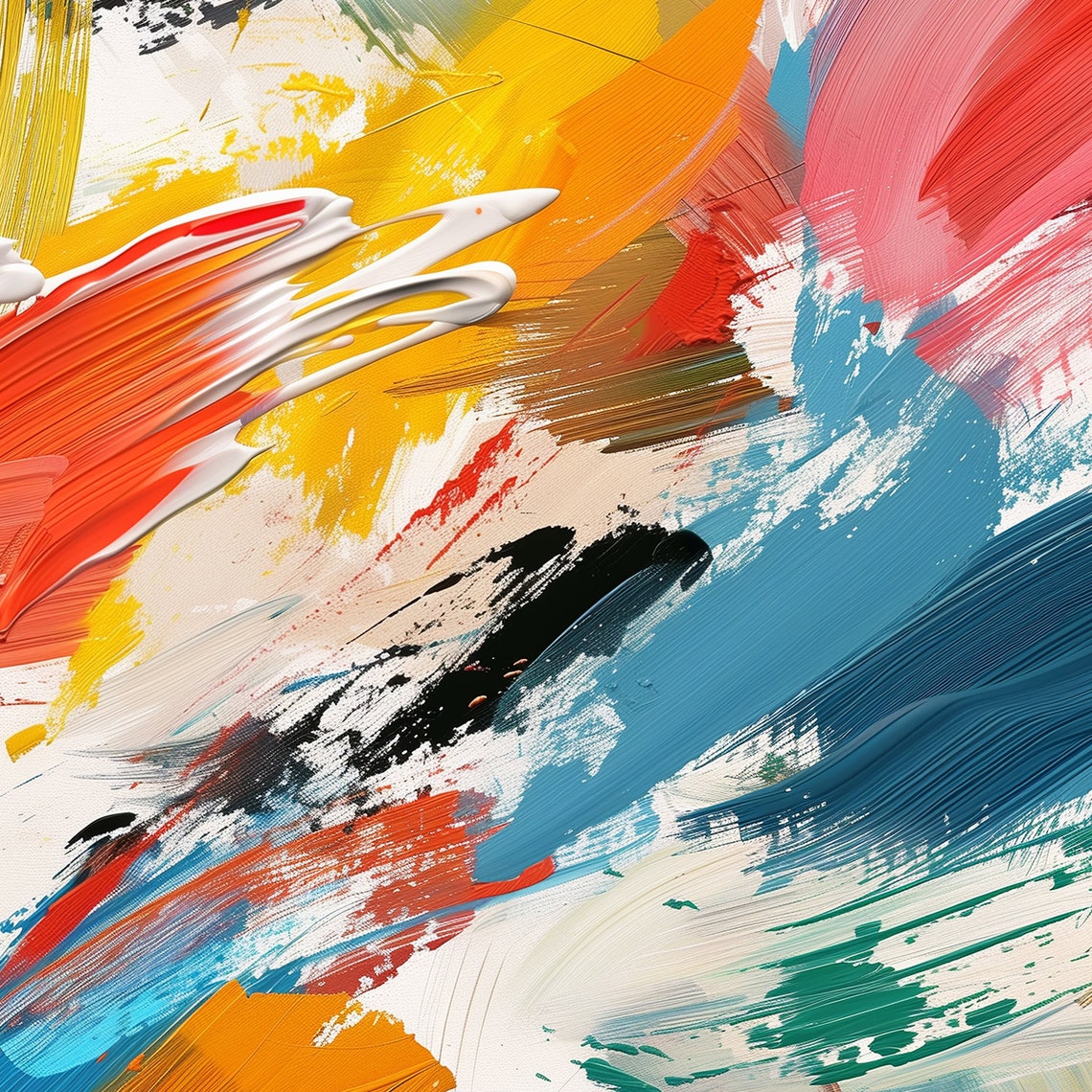 Bold Colorful Abstract Brush Strokes Energy Modern Art Print Poster - Image 6