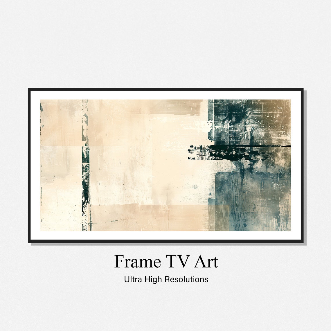 Gestural Beige Modern Abstract Painting Wall Art Print Frame Tv Art Tv - Image 2