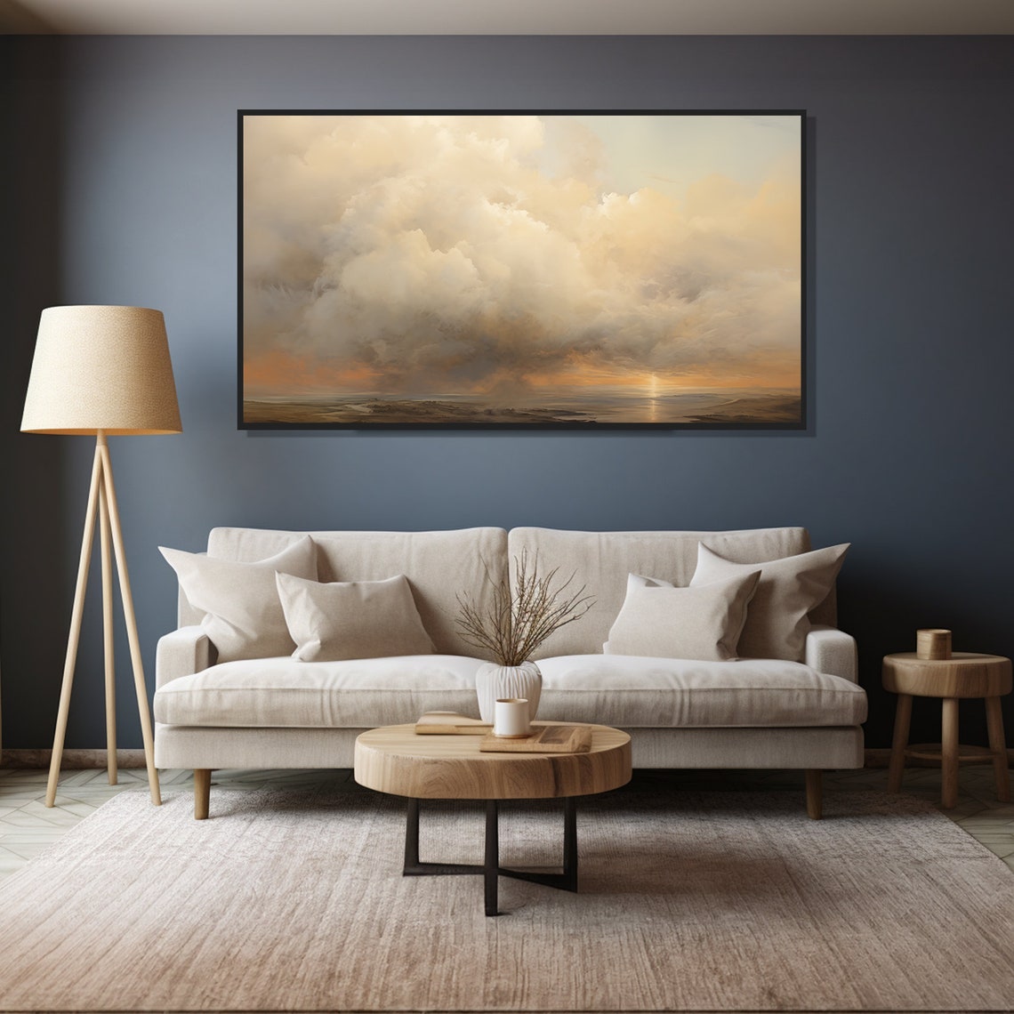 Vintage Cloudy Sunset Wall Art Print Frame Tv Art Tv - Image 3