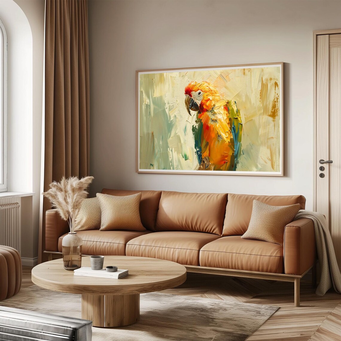 Scarlet Macaw Parrot Portrait Impasto Oil Painting Wall Art Print - Image 3