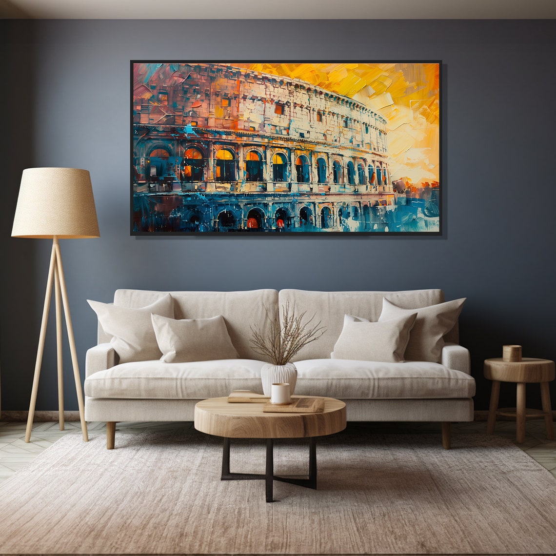 Coliseum Sunset Modern Abstract Painting Wall Art Print Frame Tv Art Tv - Image 4