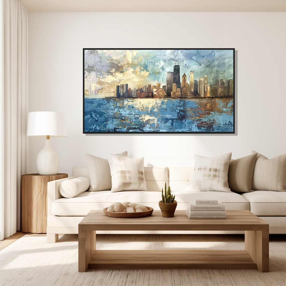 Chicago Skyline Day Willis Tower Lake Michigan Painting Travel Poster - Image 5