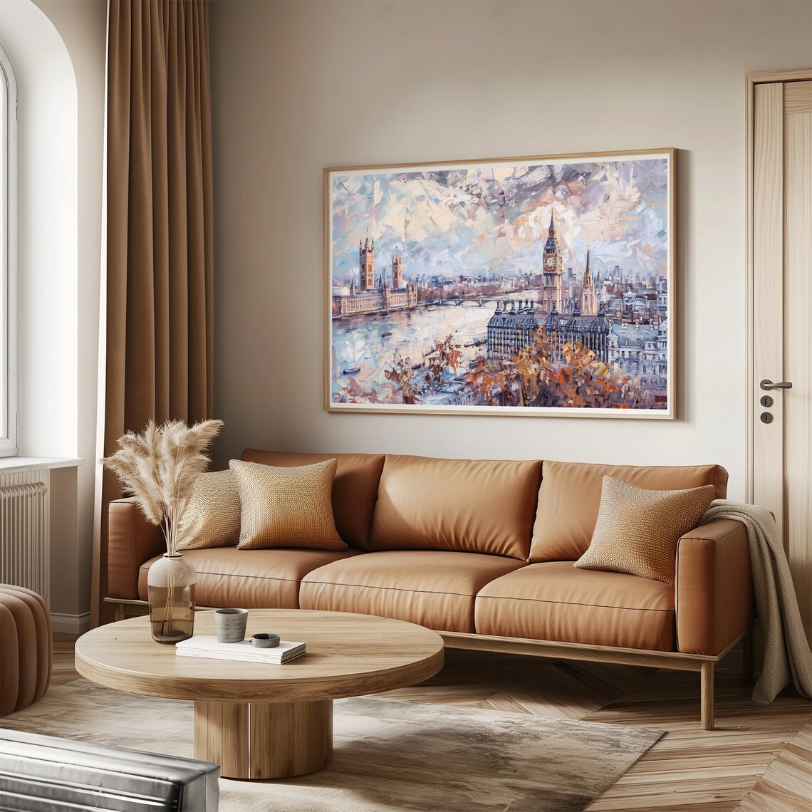 London Winter Painting Big Ben Westminster Pale Thames View Art Poster - Image 3
