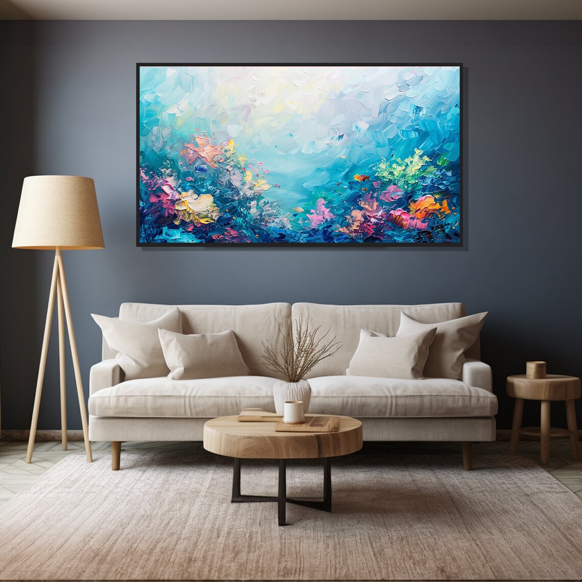 Coral Reef Oil Painting Wall Art Print Frame Tv Art Tv - Image 4
