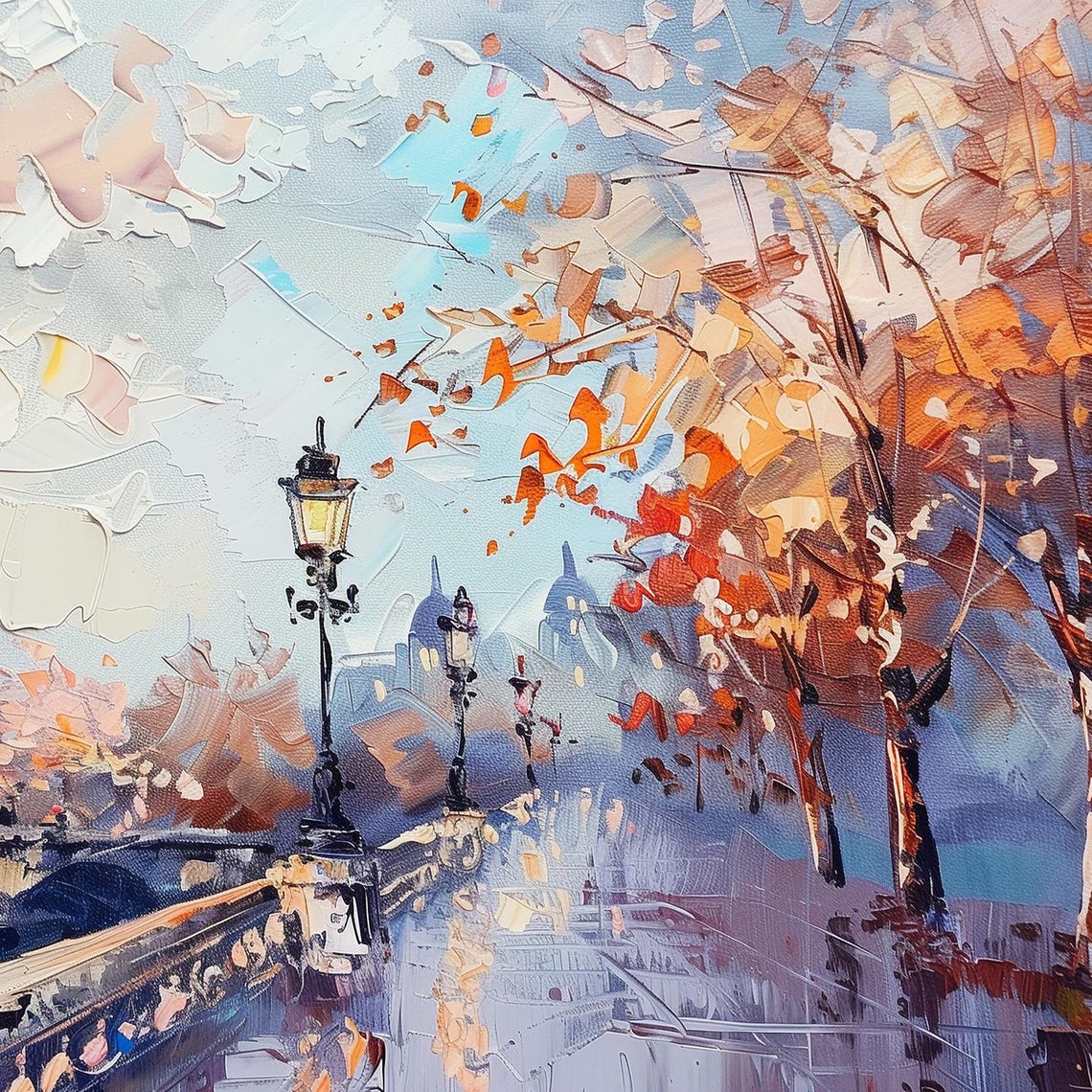 Paris Eiffel Tower Autumn Trees Seine Bridge Romantic Travel Poster - Image 6