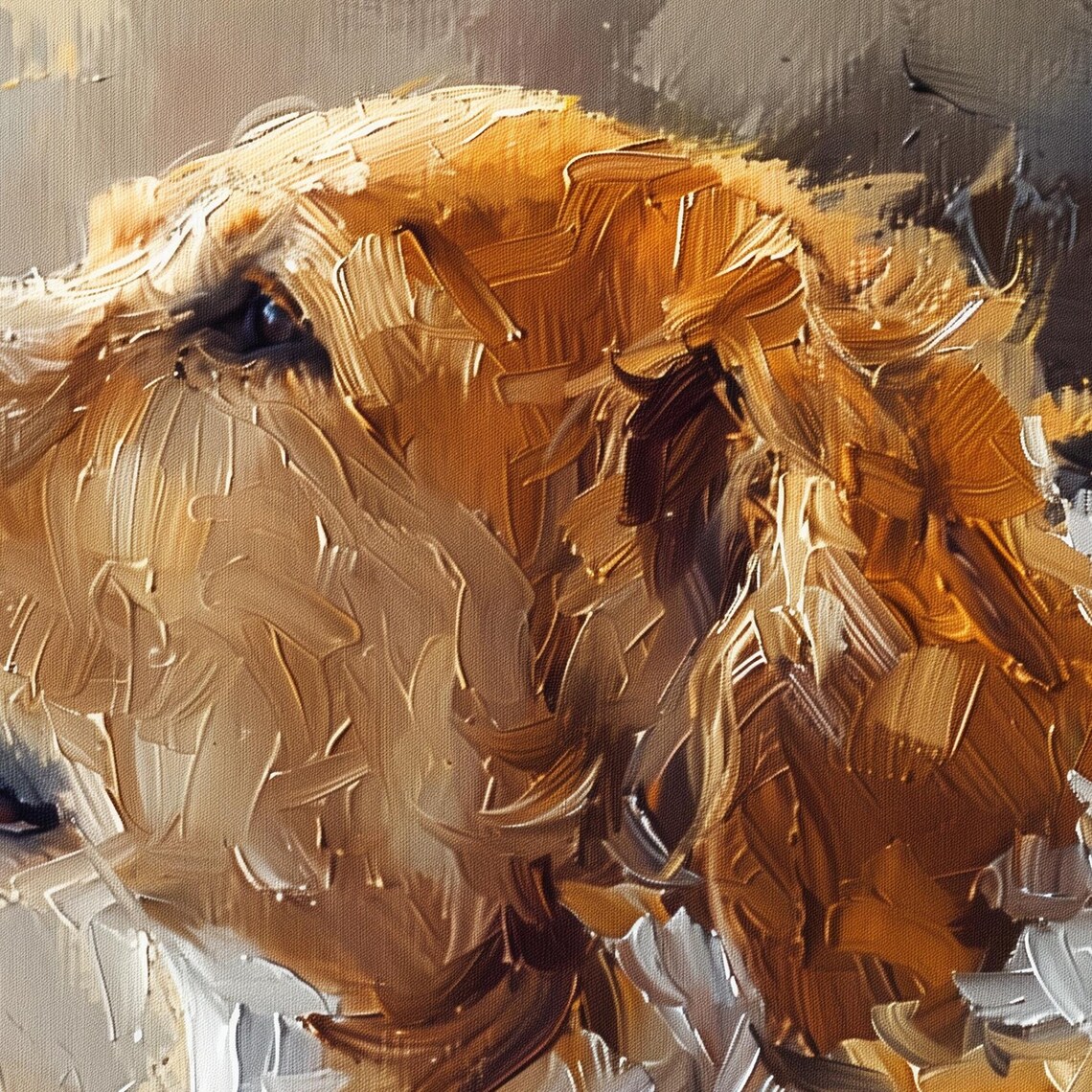 Golden Retriever Dog Portrait Profile Oil Painting Pet Art Poster - Image 6