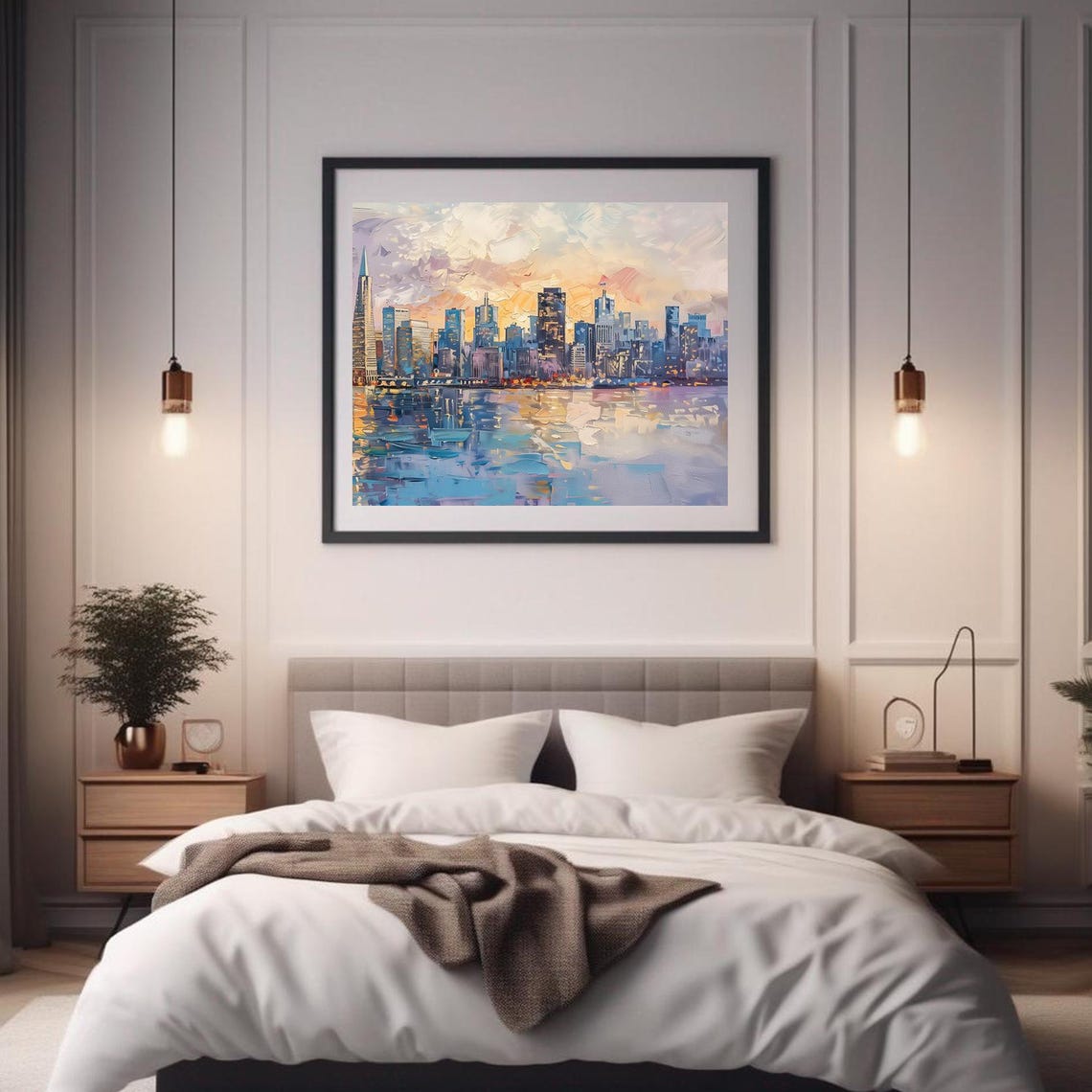 San Francisco Skyline Sunset Bay Bridge City Lights Travel Poster - Image 2