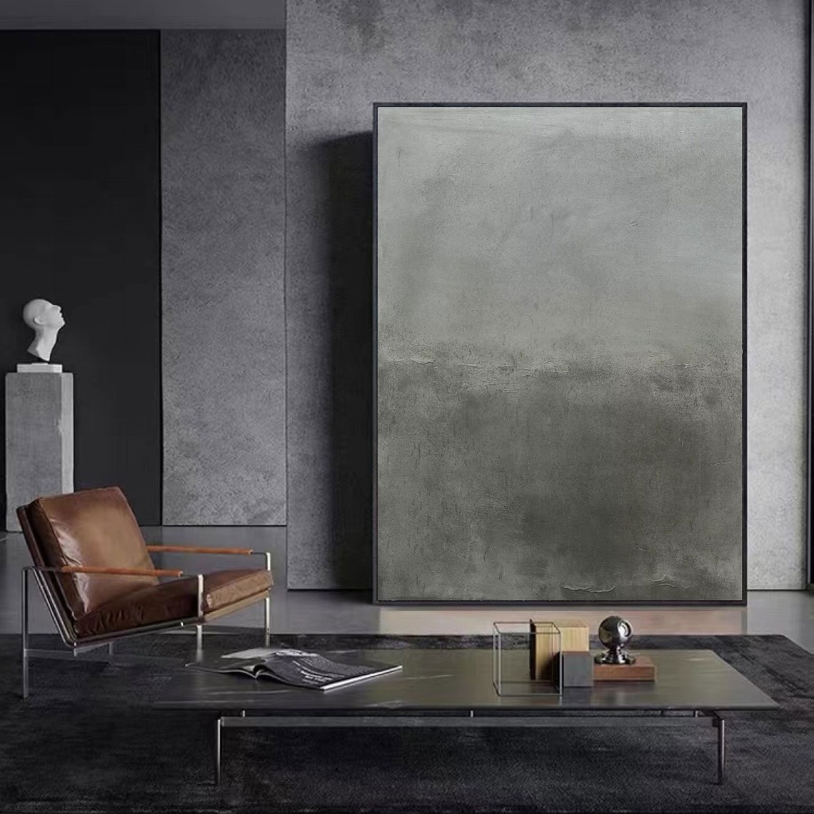 Grey Black Gradient Abstract Minimalist Concrete Texture Moody Poster