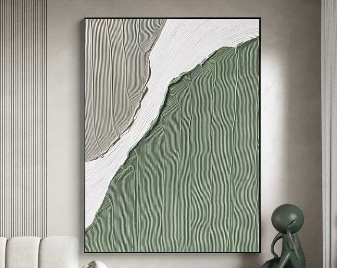 Green Texture Painting, Minimalist Wall Art - Image 3