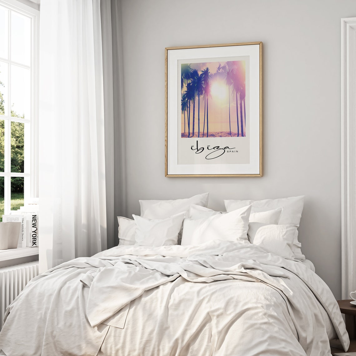 Ibiza Spain Palm Silhouettes Dreamy Pastel Sunset Beach Poster - Image 3