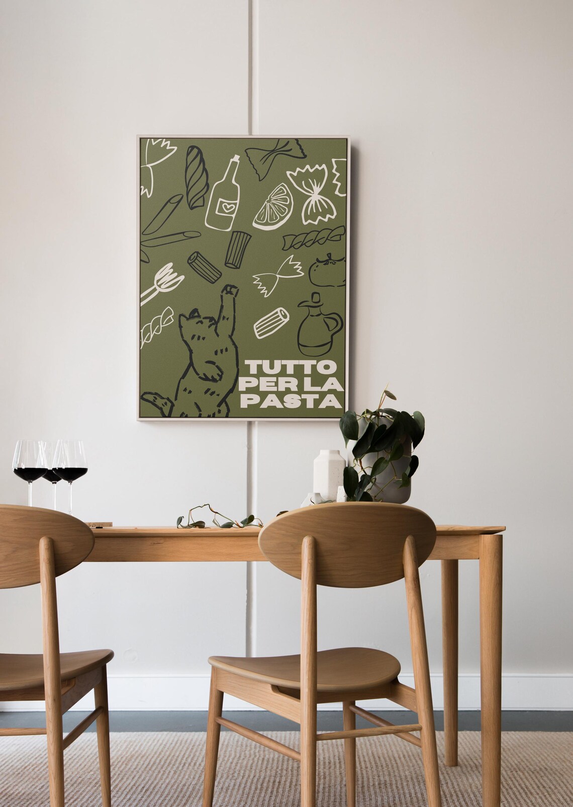 Funny Cat Pasta Kitchen Art Print, Quirky Decor - Image 3