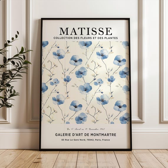 Henri Matisse Art Print Flower Poster Market Plant Blue Botanical