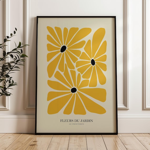 Fleurs du Jardin Yellow Floral Botanical Exhibition Style Poster