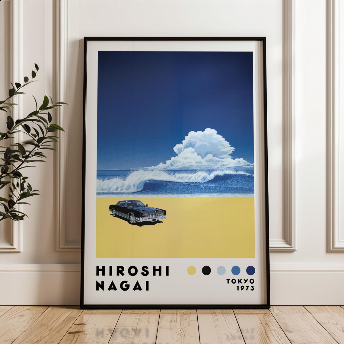 Hiroshi Nagai Tokyo 1975 Classic Car Beach Wave Retro Poster