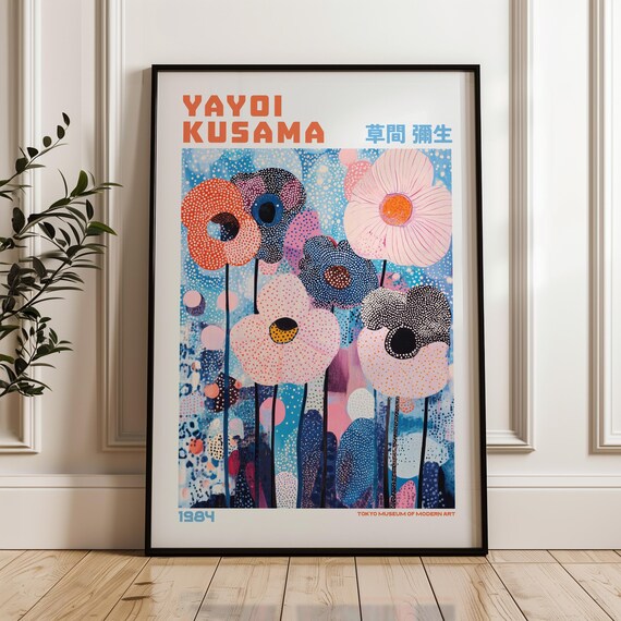 Yayoi Kusama Pastel Flower Garden Exhibition Poster For Bedroom