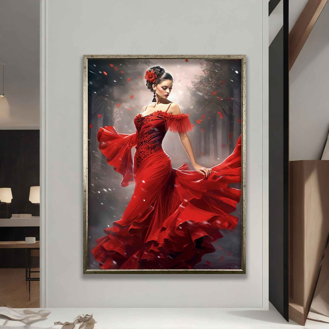 Dancer Woman In Red Dress Flamenco Dance Poster - Image 5