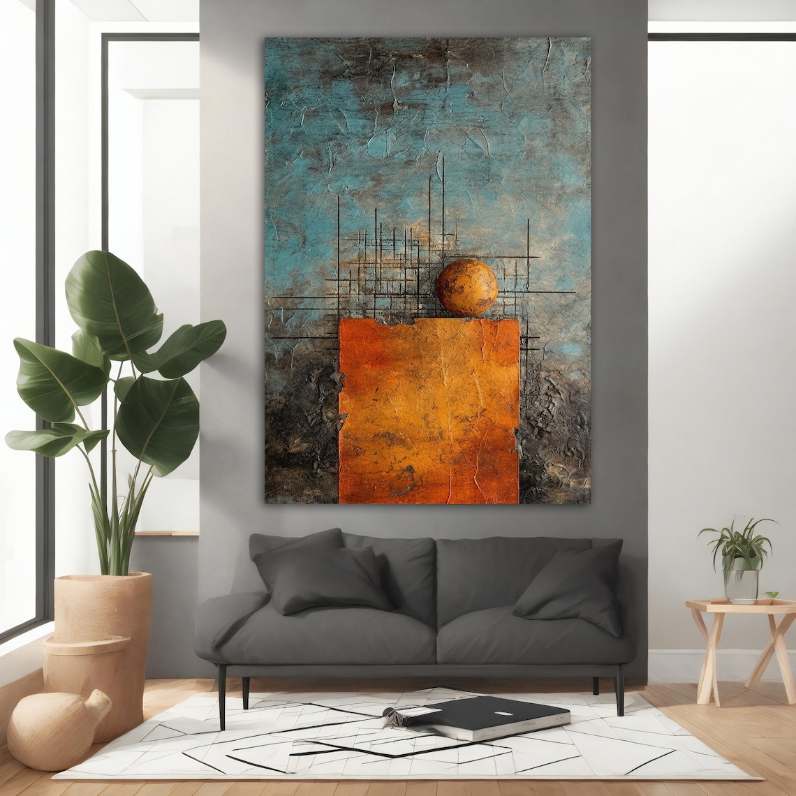 Orange Abstract Painting, Modern Wall Art Print - Image 2