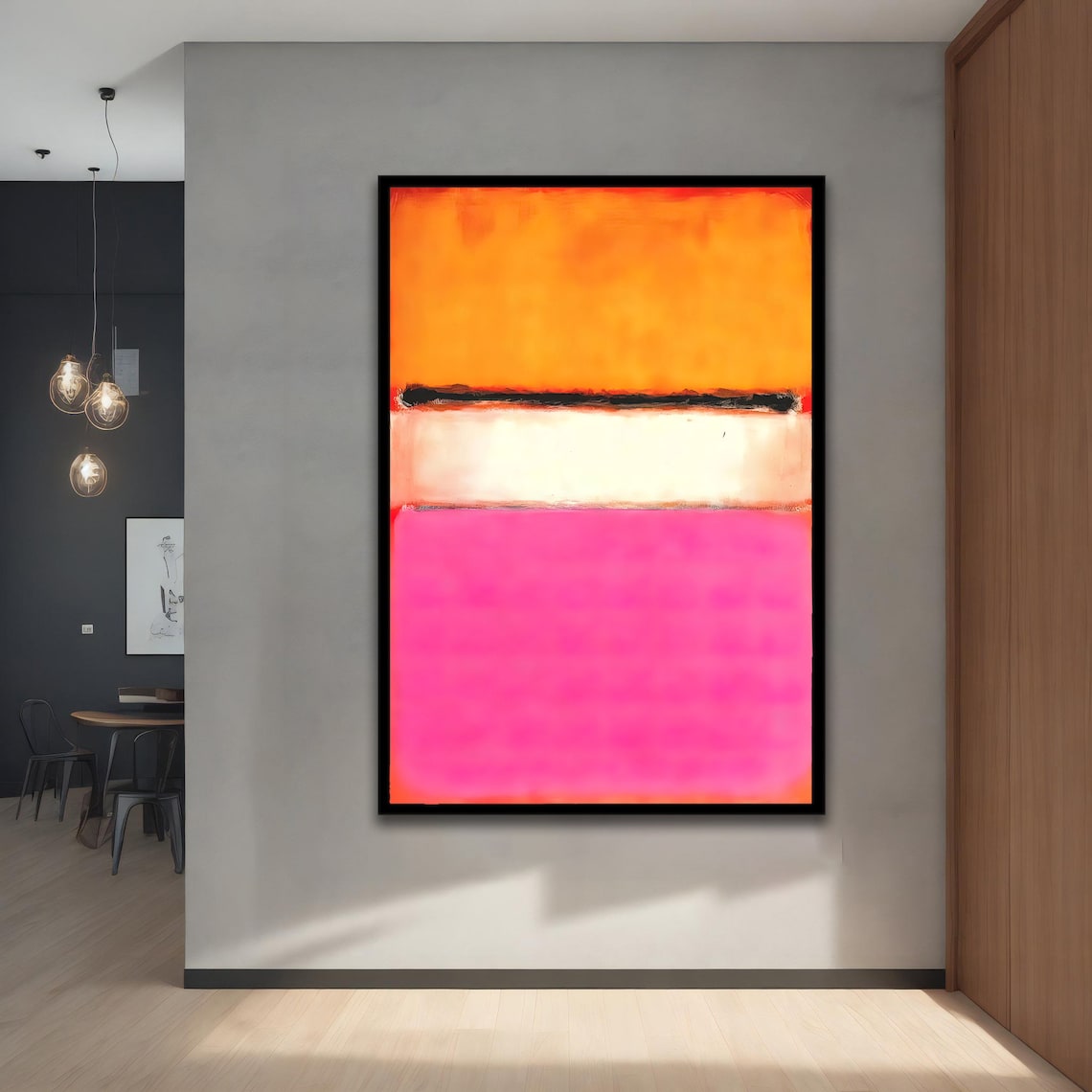 Mark Rothko-Inspired Orange, White & Pink Art Print - Image 4